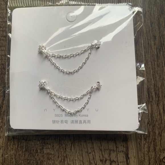 Sterling Silver Chain Earrings - Picture 4 of 7